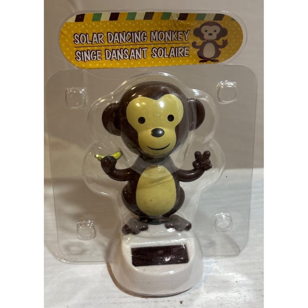 Solar Dancing Monkey Figurine - Brown & Tan 4" NEW